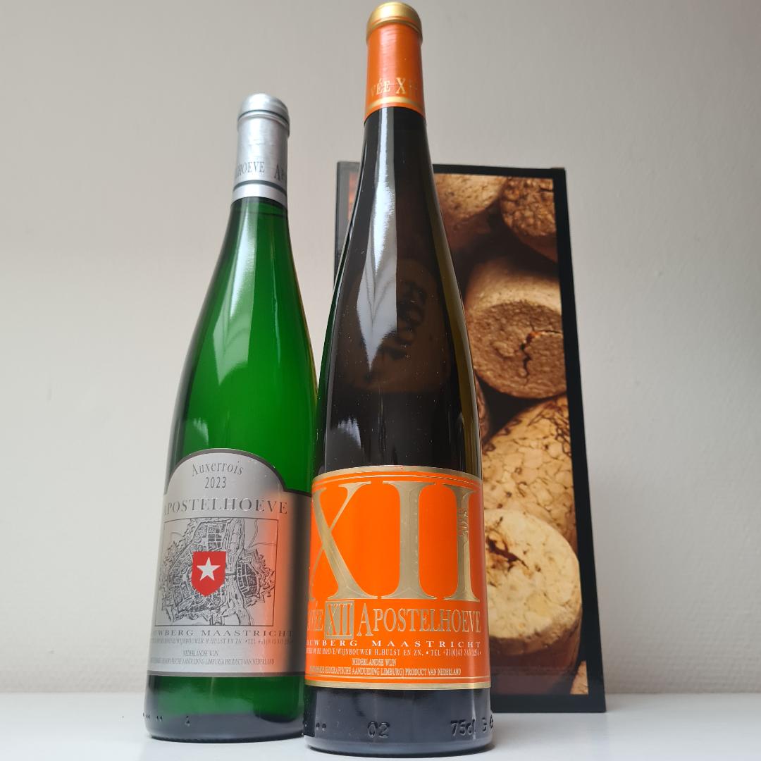 Wijngeschenkdoos : 2 flessen Nederlandse wijn van de Apostelhoeve