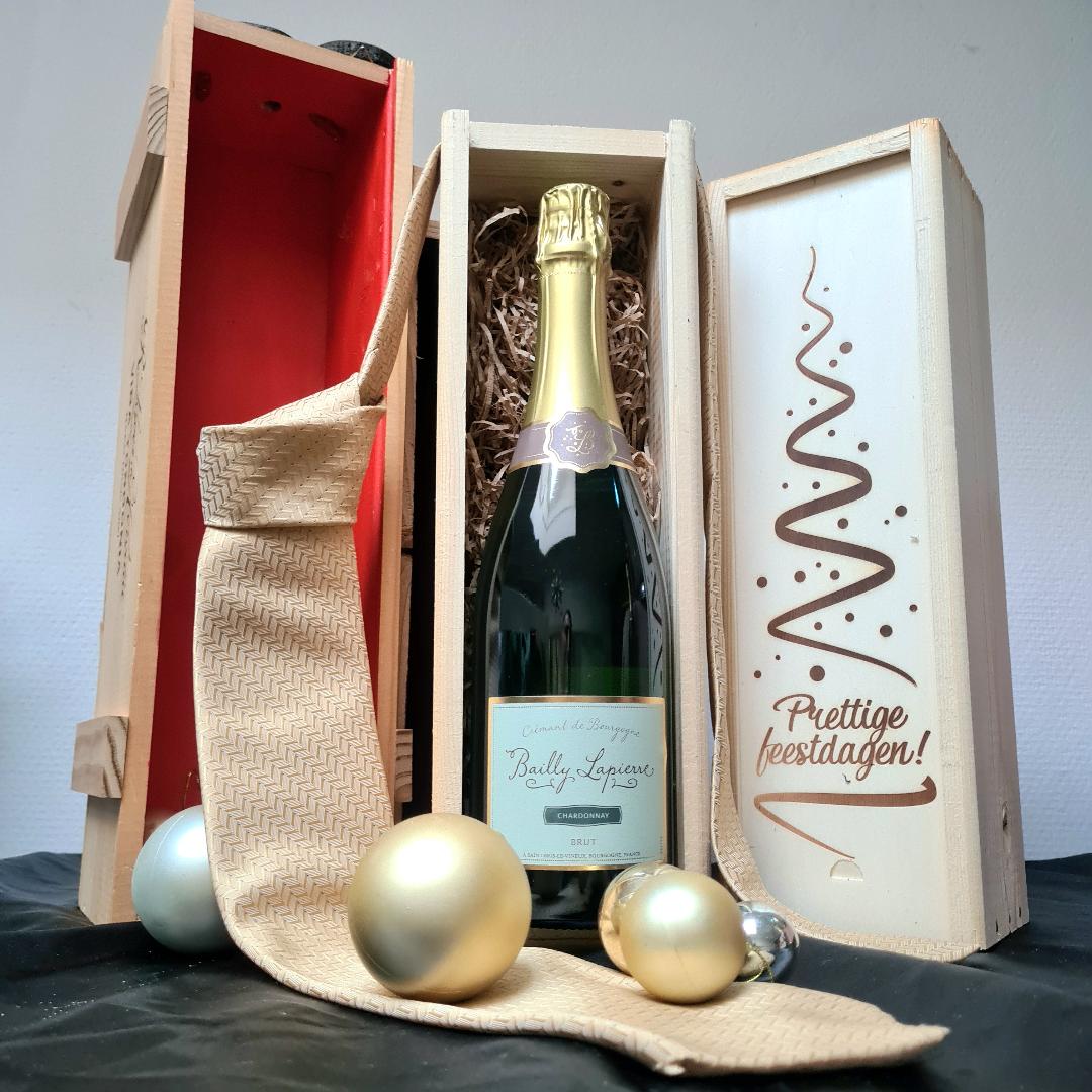 Wijnkist Feestdagen : 1 fles Cremant de Bourgogne in kist